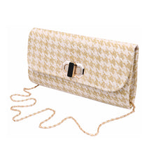 Load image into Gallery viewer, Classic Houndstooth Turnlock Flap Straw Clutch Bag Handbag