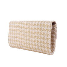 Load image into Gallery viewer, Classic Houndstooth Turnlock Flap Straw Clutch Bag Handbag