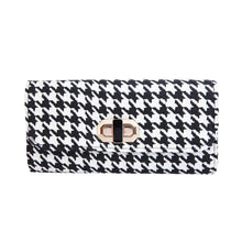Load image into Gallery viewer, Classic Houndstooth Turnlock Flap Straw Clutch Bag Handbag