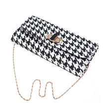 Load image into Gallery viewer, Classic Houndstooth Turnlock Flap Straw Clutch Bag Handbag