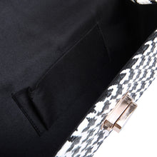 Load image into Gallery viewer, Classic Houndstooth Turnlock Flap Straw Clutch Bag Handbag