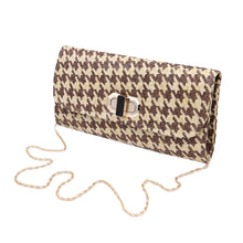 Load image into Gallery viewer, Classic Houndstooth Turnlock Flap Straw Clutch Bag Handbag