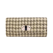 Load image into Gallery viewer, Classic Houndstooth Turnlock Flap Straw Clutch Bag Handbag