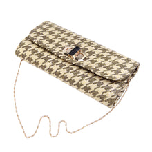 Load image into Gallery viewer, Classic Houndstooth Turnlock Flap Straw Clutch Bag Handbag
