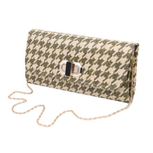 Load image into Gallery viewer, Classic Houndstooth Turnlock Flap Straw Clutch Bag Handbag