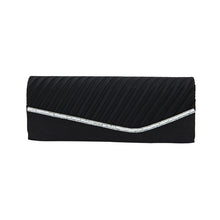 Load image into Gallery viewer, Elegant Pleated Satin & Crystal Flap Clutch Evening Bag