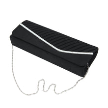 Load image into Gallery viewer, Elegant Pleated Satin & Crystal Flap Clutch Evening Bag