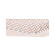 Load image into Gallery viewer, Elegant Pleated Satin & Crystal Flap Clutch Evening Bag