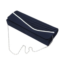 Load image into Gallery viewer, Elegant Pleated Satin & Crystal Flap Clutch Evening Bag