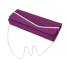 Load image into Gallery viewer, Elegant Pleated Satin & Crystal Flap Clutch Evening Bag