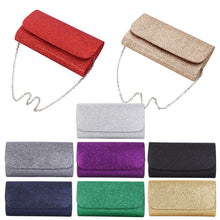 Load image into Gallery viewer, Premium Small Metallic Glitter Flap Clutch Evening Bag Handbag
