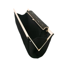 Load image into Gallery viewer, Premium Crystal Top Pleated Satin Hard Frame Clutch Evening Bag