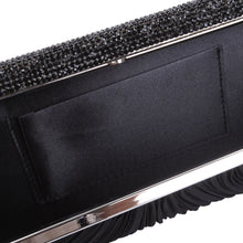 Load image into Gallery viewer, Elegant Pleated Satin w- Crystal Top Hard Frame Clutch Evening Bag - Diff Colors