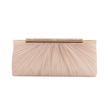 Load image into Gallery viewer, Elegant Pleated Satin w- Crystal Top Hard Frame Clutch Evening Bag - Diff Colors