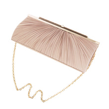 Load image into Gallery viewer, Elegant Pleated Satin w- Crystal Top Hard Frame Clutch Evening Bag - Diff Colors