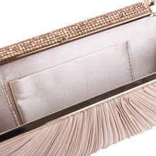 Load image into Gallery viewer, Elegant Pleated Satin w- Crystal Top Hard Frame Clutch Evening Bag - Diff Colors
