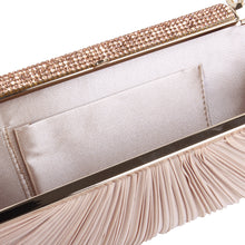 Load image into Gallery viewer, Elegant Pleated Satin w- Crystal Top Hard Frame Clutch Evening Bag - Diff Colors