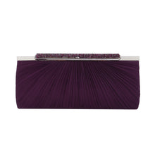 Load image into Gallery viewer, Elegant Pleated Satin w- Crystal Top Hard Frame Clutch Evening Bag - Diff Colors