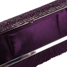 Load image into Gallery viewer, Elegant Pleated Satin w- Crystal Top Hard Frame Clutch Evening Bag - Diff Colors