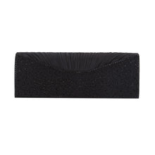 Load image into Gallery viewer, Elegant Pleated Satin Floral Crystal Flap Clutch Evening Bag