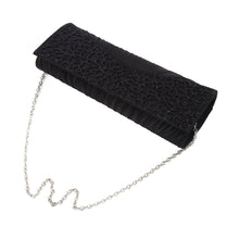 Load image into Gallery viewer, Elegant Pleated Satin Floral Crystal Flap Clutch Evening Bag