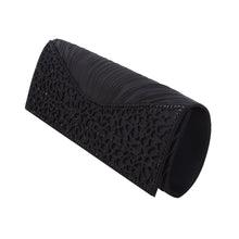 Load image into Gallery viewer, Elegant Pleated Satin Floral Crystal Flap Clutch Evening Bag