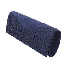 Load image into Gallery viewer, Elegant Pleated Satin Floral Crystal Flap Clutch Evening Bag