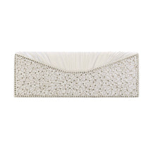 Load image into Gallery viewer, Elegant Pleated Satin Floral Crystal Flap Clutch Evening Bag