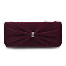 Load image into Gallery viewer, Elegant Rhinestone Bow Front Velvet Clutch Evening Bag Handbag -Diff Colors