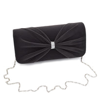 Load image into Gallery viewer, Elegant Rhinestone Bow Front Velvet Clutch Evening Bag Handbag -Diff Colors