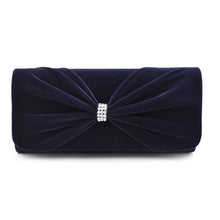 Load image into Gallery viewer, Elegant Rhinestone Bow Front Velvet Clutch Evening Bag Handbag -Diff Colors