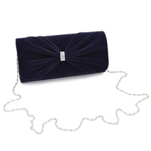 Load image into Gallery viewer, Elegant Rhinestone Bow Front Velvet Clutch Evening Bag Handbag -Diff Colors