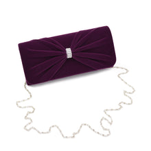 Load image into Gallery viewer, Elegant Rhinestone Bow Front Velvet Clutch Evening Bag Handbag -Diff Colors