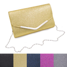 Load image into Gallery viewer, Large Metallic Glitter Envelope Flap Clutch Evening Bag - Diff Colors Avail