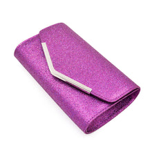 Load image into Gallery viewer, Large Metallic Glitter Envelope Flap Clutch Evening Bag - Diff Colors Avail