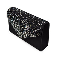 Load image into Gallery viewer, Premium Rainbow Rhinestones Pleated Front Satin Envelope Flap Clutch Evening Bag
