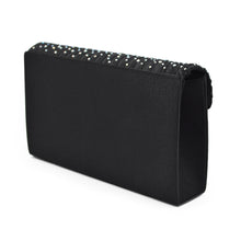 Load image into Gallery viewer, Premium Rainbow Rhinestones Pleated Front Satin Envelope Flap Clutch Evening Bag
