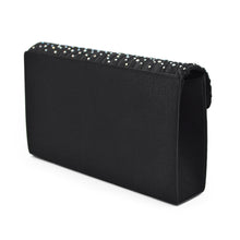 Load image into Gallery viewer, Premium Rainbow Rhinestones Pleated Front Satin Envelope Flap Clutch Evening Bag