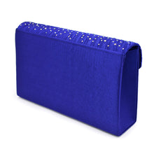 Load image into Gallery viewer, Premium Rainbow Rhinestones Pleated Front Satin Envelope Flap Clutch Evening Bag