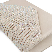 Load image into Gallery viewer, Premium Rainbow Rhinestones Pleated Front Satin Envelope Flap Clutch Evening Bag