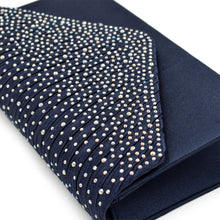 Load image into Gallery viewer, Premium Rainbow Rhinestones Pleated Front Satin Envelope Flap Clutch Evening Bag