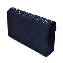 Load image into Gallery viewer, Premium Rainbow Rhinestones Pleated Front Satin Envelope Flap Clutch Evening Bag