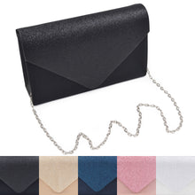 Load image into Gallery viewer, Premium Glitter Front PU Leather Envelope Flap Clutch Evening Bag