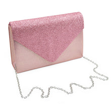 Load image into Gallery viewer, Premium Glitter Front PU Leather Envelope Flap Clutch Evening Bag