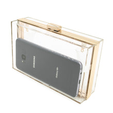 Load image into Gallery viewer, Premium Trendy Transparent Clear Acrylic Hard Box Clutch with Gold Trim