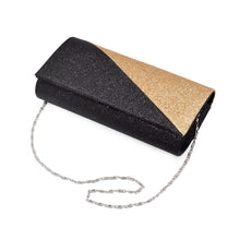 Load image into Gallery viewer, Premium Two Tone Metallic Glitter Flap Clutch Evening Bag Handbag - Diff Colors