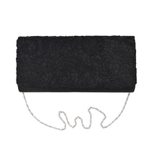 Load image into Gallery viewer, Premium Lace Paisley Floral Fabric Satin Flap Clutch Evening Bag