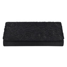 Load image into Gallery viewer, Premium Lace Paisley Floral Fabric Satin Flap Clutch Evening Bag