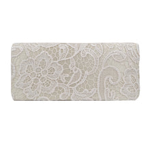 Load image into Gallery viewer, Premium Lace Paisley Floral Fabric Satin Flap Clutch Evening Bag