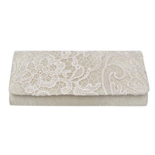 Load image into Gallery viewer, Premium Lace Paisley Floral Fabric Satin Flap Clutch Evening Bag